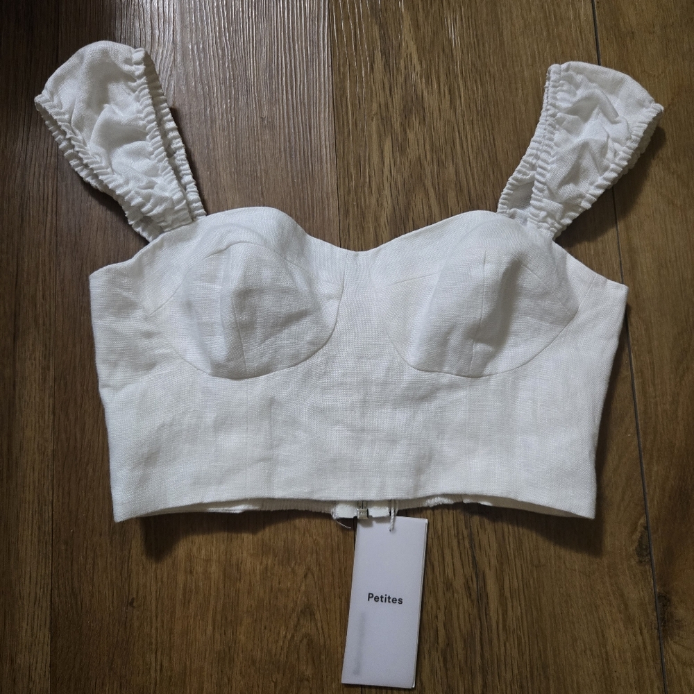 TOP ONLY - Reformation Clyde Linen  Two Piece Set White SIZE 0P